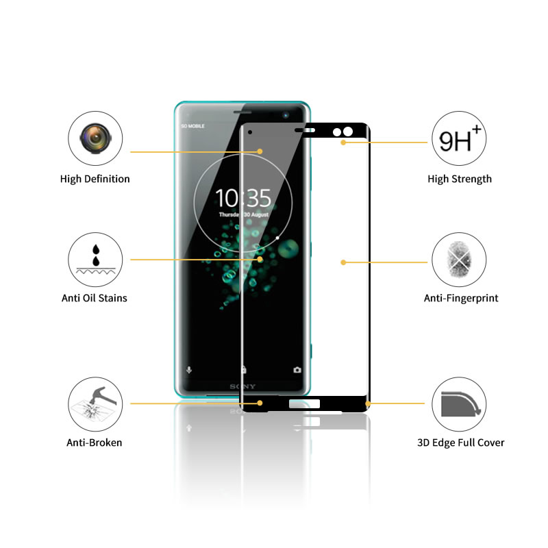 rotect screen anti-shock 3D tempered glass mobile phone screen protector film For Sony Xperia XZ3