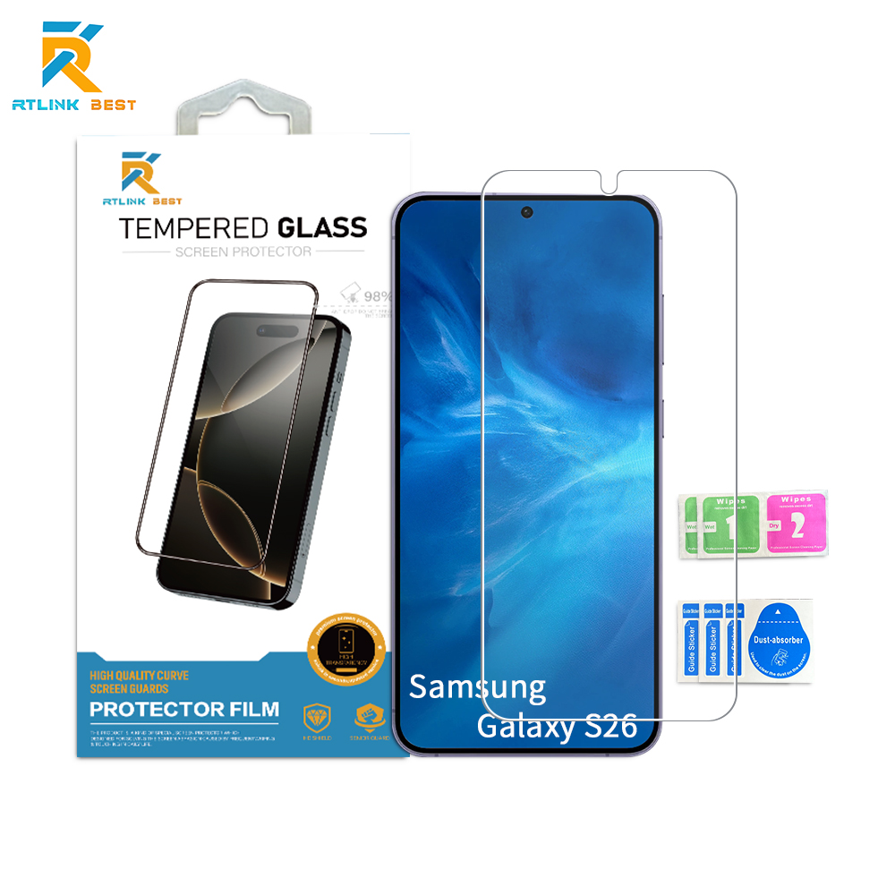 0.18mm Clear Glass Full coverage Screen Protector for Samsung S26 Plus S26 Ultra Unlocked Fingerprint