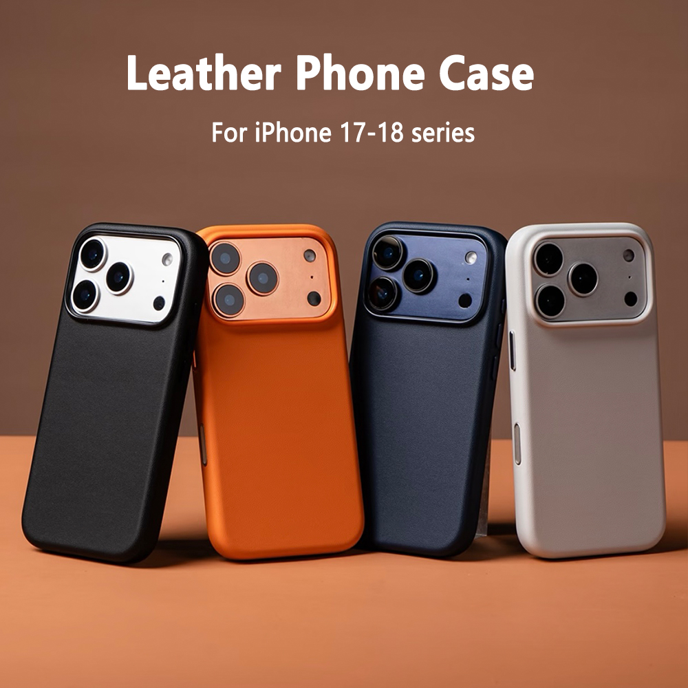 Luxury PU Leather Texture Phone Case,Full Camera Lens Protective Cover For iPhone 17‑18 Series,Support Custom Logo