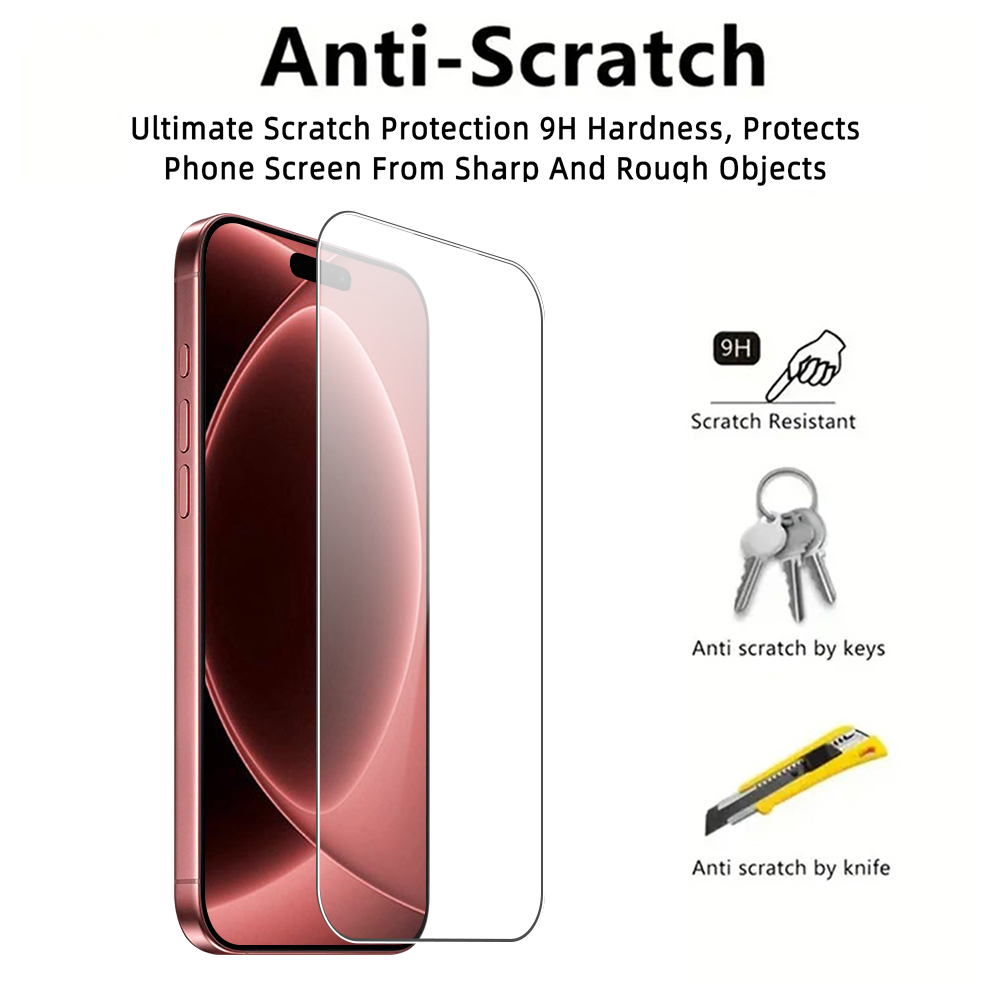 Premium Tempered Glass Screen Protector for iPhone 18, 9H Hardness Anti-Scratch HD Clear Oleophobic Coating Anti-Fingerprint Screen Film