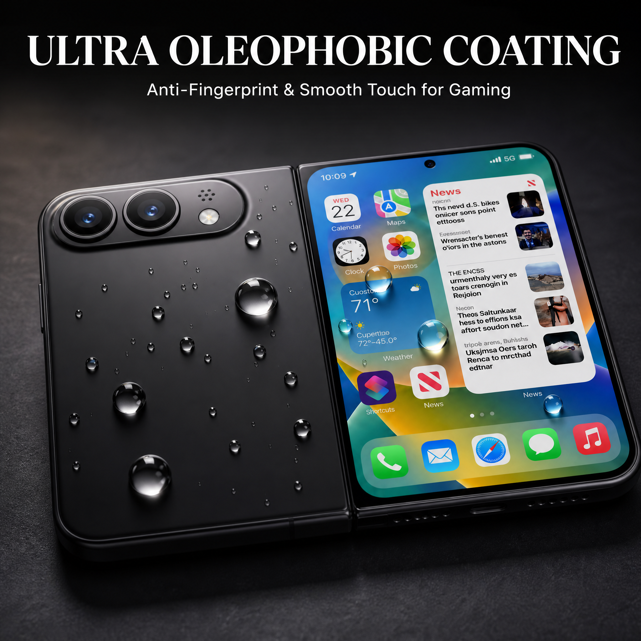 Silk Print Tempered Glass Screen Protector for iPhone Ultra Fold,9H HD Zero White Edge Outer Front Screen Protector with Oleophobic Coating