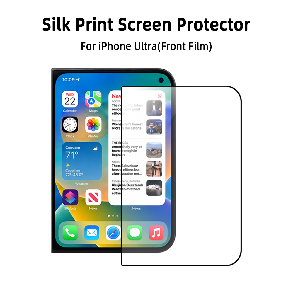 Silk Print Tempered Glass Screen Protector for iPhone Ultra Fold,9H HD Zero White Edge Outer Front Screen Protector with Oleophobic Coating