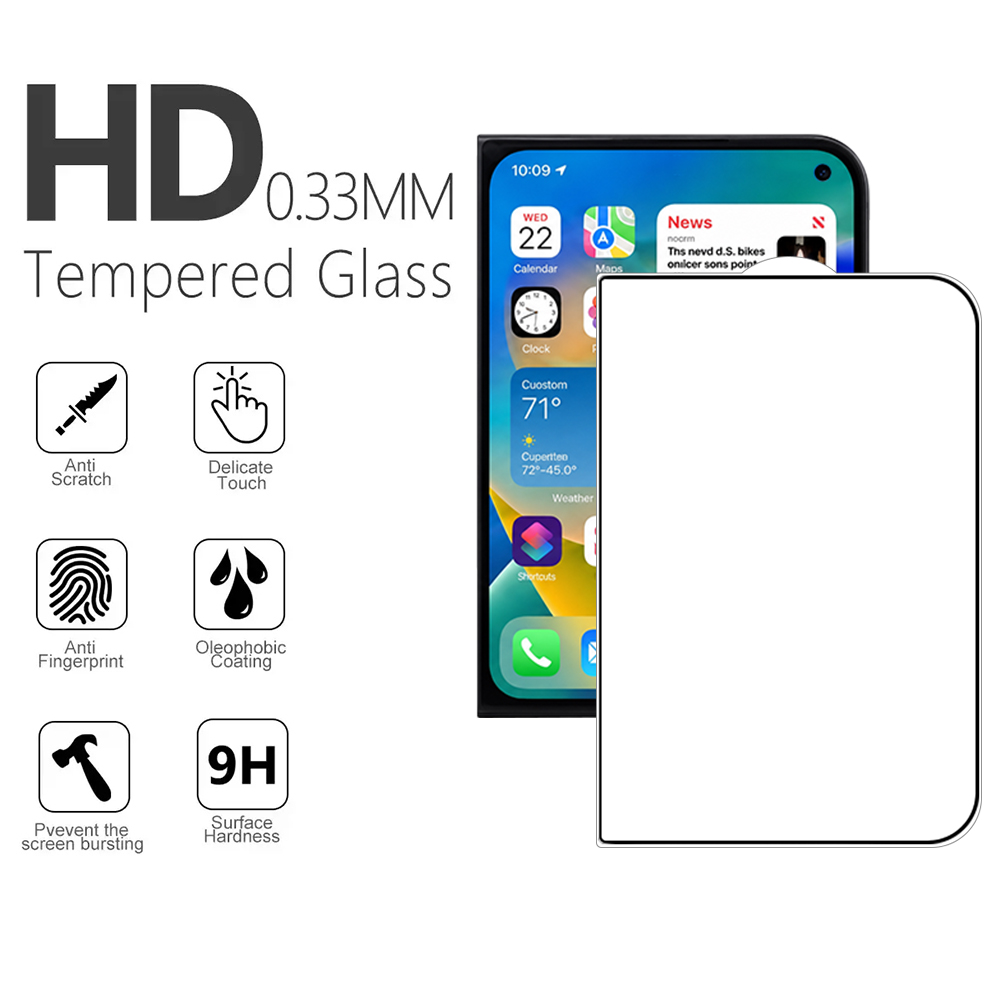 Silk Print Tempered Glass Screen Protector for iPhone Ultra Fold,9H HD Zero White Edge Outer Front Screen Protector with Oleophobic Coating