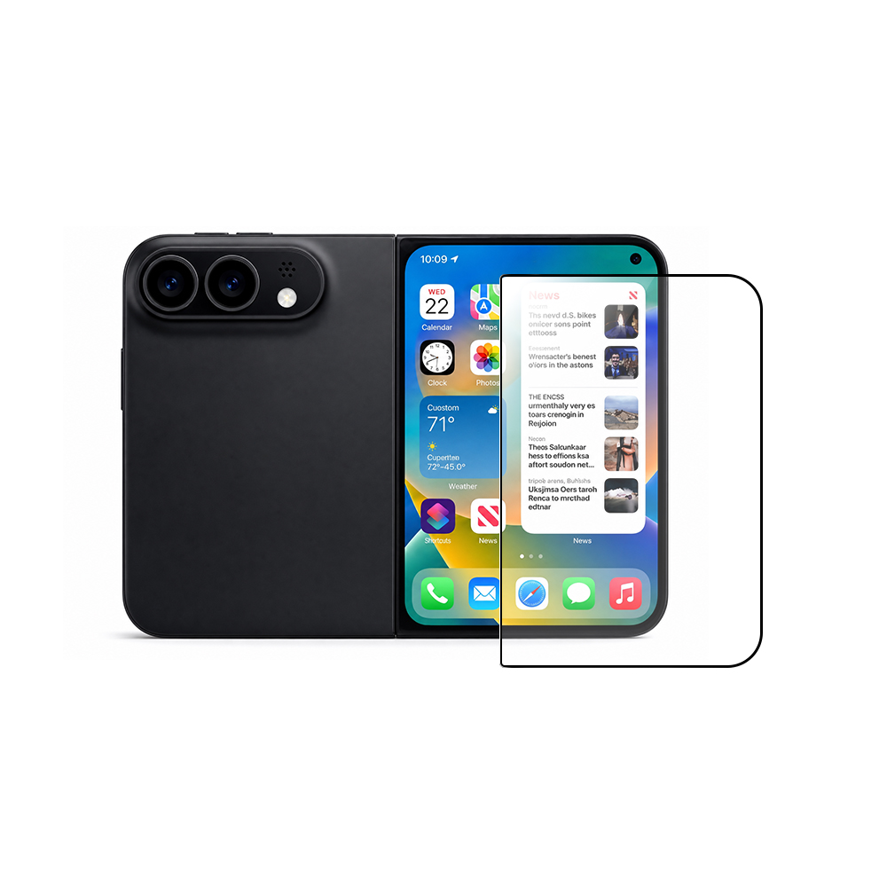 Silk Print Tempered Glass Screen Protector for iPhone Ultra Fold,9H HD Zero White Edge Outer Front Screen Protector with Oleophobic Coating